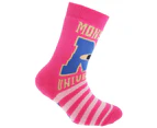 Disney Monsters University Official Childrens/Kids Slipper Socks (1 Pair) (Fuchsia/Pink) - K290