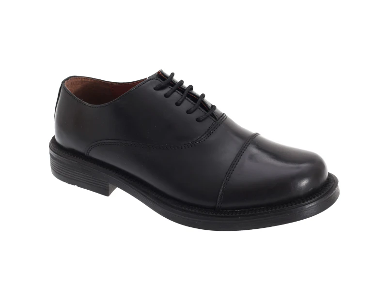 Scimitar Mens Capped Oxford Cadet Shoes (Black) - DF298