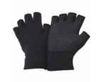 FLOSO Unisex Fingerless Magic Gloves With Grip (Black) - GL391