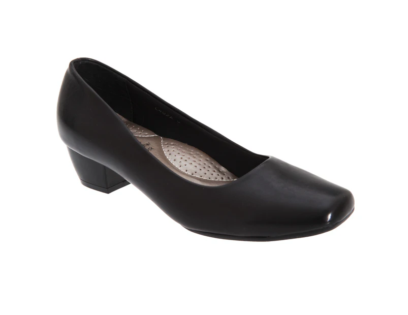 Boulevard Womens Low Heel Plain Court Shoes (Black) - DF415