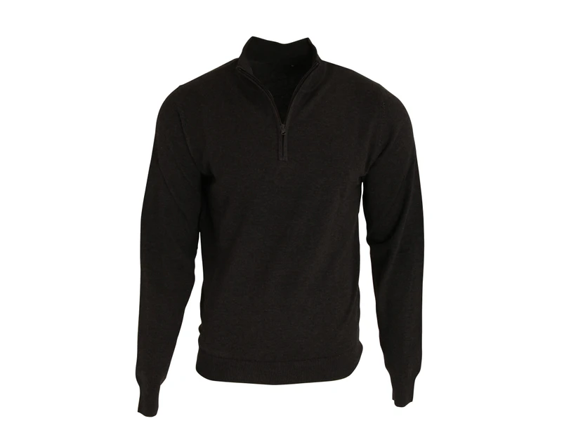 Premier Mens 1/4 Zip Neck Knitted Sweater (Black) - RW5590