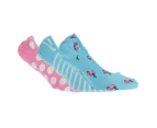 Foxbury Womens/Ladies Invisible Trainer Socks (3 Pairs) (Blue/Pink) - W501