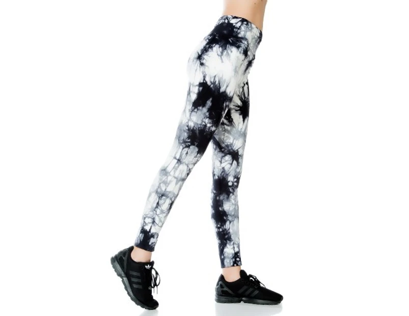 Jerf- Womens-Burela Black and White - Tie and Dye All Over Print - Active Leggings