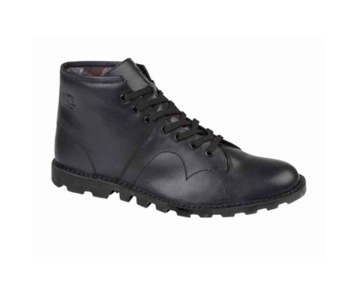 Grafters Mens Original Coated Leather Retro Monkey Boots (Black) - DF107