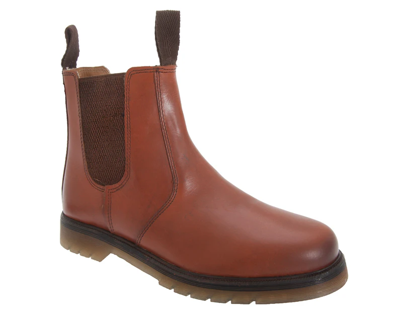 Grafters Mens Plain Leather Chelsea Boots (Conker Brown) - DF577