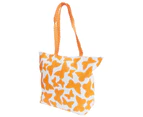 FLOSO Womens Straw Woven Butterfly Print Top Handle Handbag (White/Orange) - BAG204