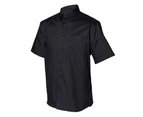 Henbury Mens Short Sleeve Oxford Work Shirt (Black) - RW647