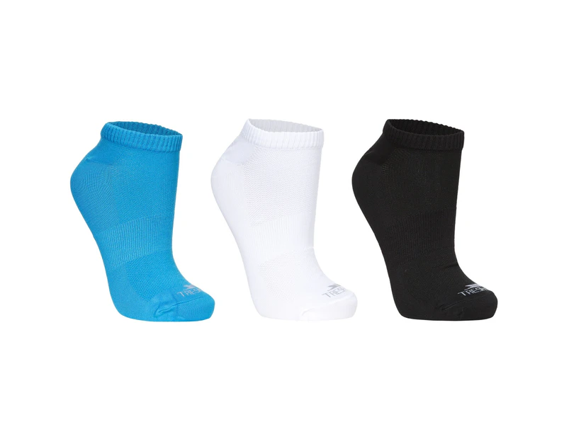 Trespass Womens Barricade Sports Trainer Socks (Pack Of 3) (White/Bermuda/Black) - TP3441