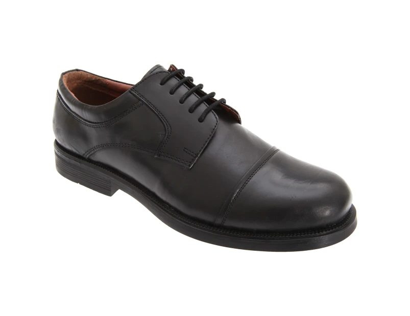 Scimitar Mens Capped Gibson Leather Shoes (Black) - DF788