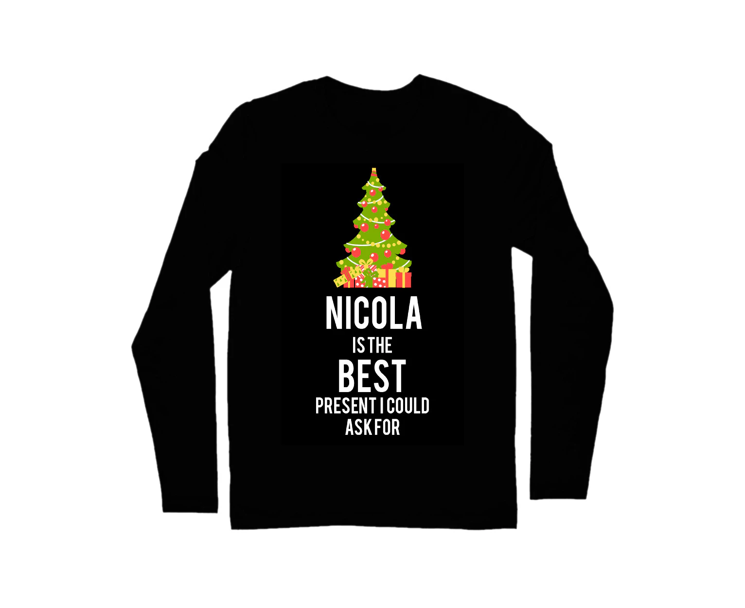 Christmas Shop Mens Customisable `...Is The Best` Long Sleeve Tshirt (Black) - RW5996