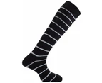 Horizon Mens Classic Long Striped Dress Socks (Black/Sky (Eton)) - HZ240