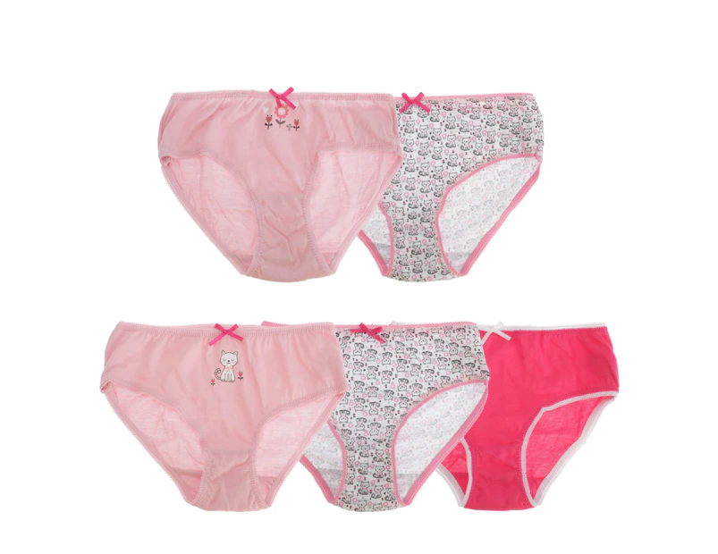 Tom Franks Girls Briefs Underwear (5 Pack) (Cat Print) - KU242