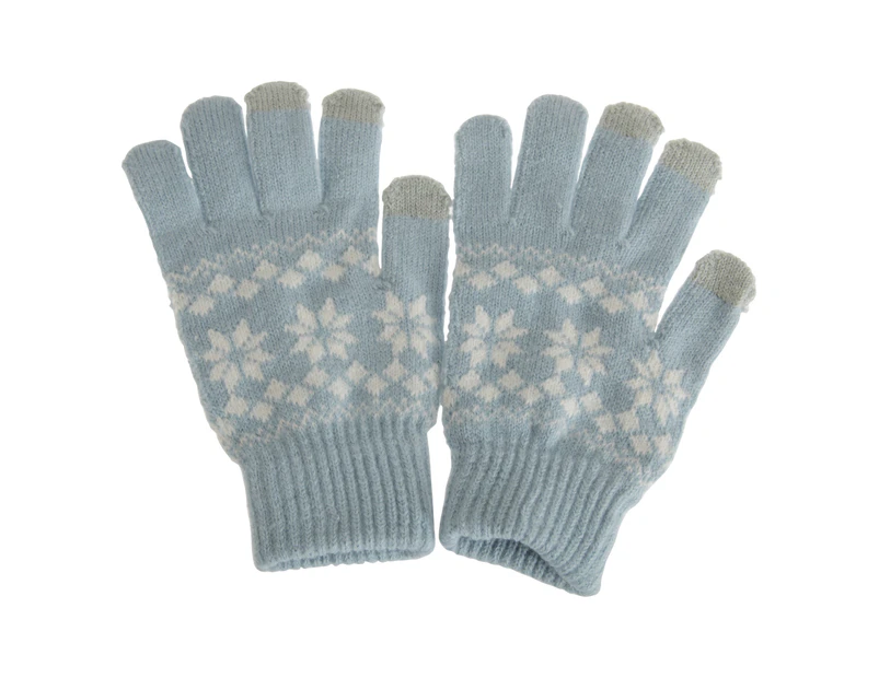 Foxbury Womens Fairisle Touchscreen Gloves (Baby Blue) - GL603