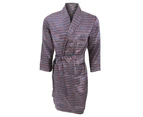 Mens Lightweight Traditional Patterned Satin Robe/Dressing Gown (Navy) - N709