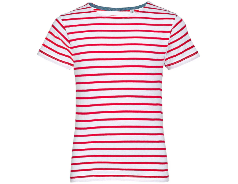 SOLS Older Childrens Miles Striped Short Sleeve T-Shirt (White/Red) - PC2583