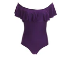 Tom Franks Womens Bardot Tummy Control Swimsuit (PURPLE) - SWIM637