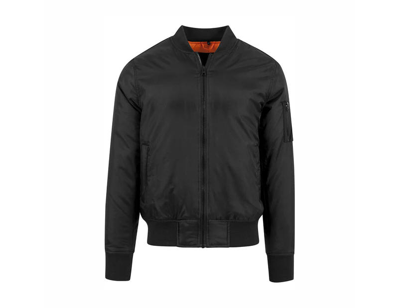 Build Your Brand Mens Contrast Bomber Jacket (Black) - RW5670