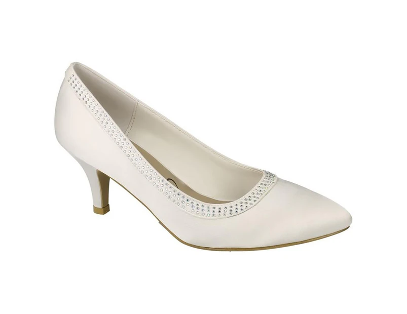 Anne Michelle Womens Bridal Sequin Slip On High Heels (White) - KM455