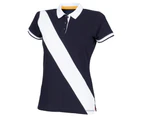 Front Row Womens Diagonal Stripe House Slim Fit Polo Shirt (Navy/ White) - RW2684