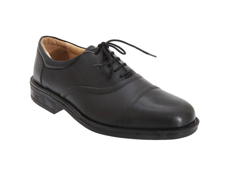Roamers Mens Softie Leather Blind Eye Flexi Capped Oxford Shoes (Black) - DF753