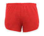 American Apparel Womens/Ladies Cotton Casual/Sports Shorts (Red / White) - RW4012