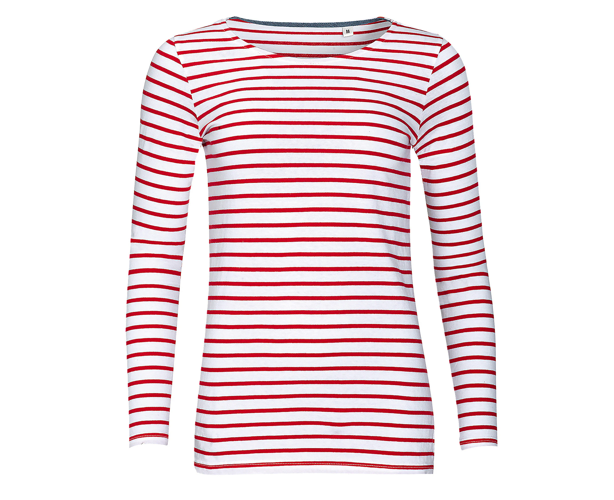 SOLS Womens Marine Long Sleeve Stripe T-Shirt (White/Red) - PC2580