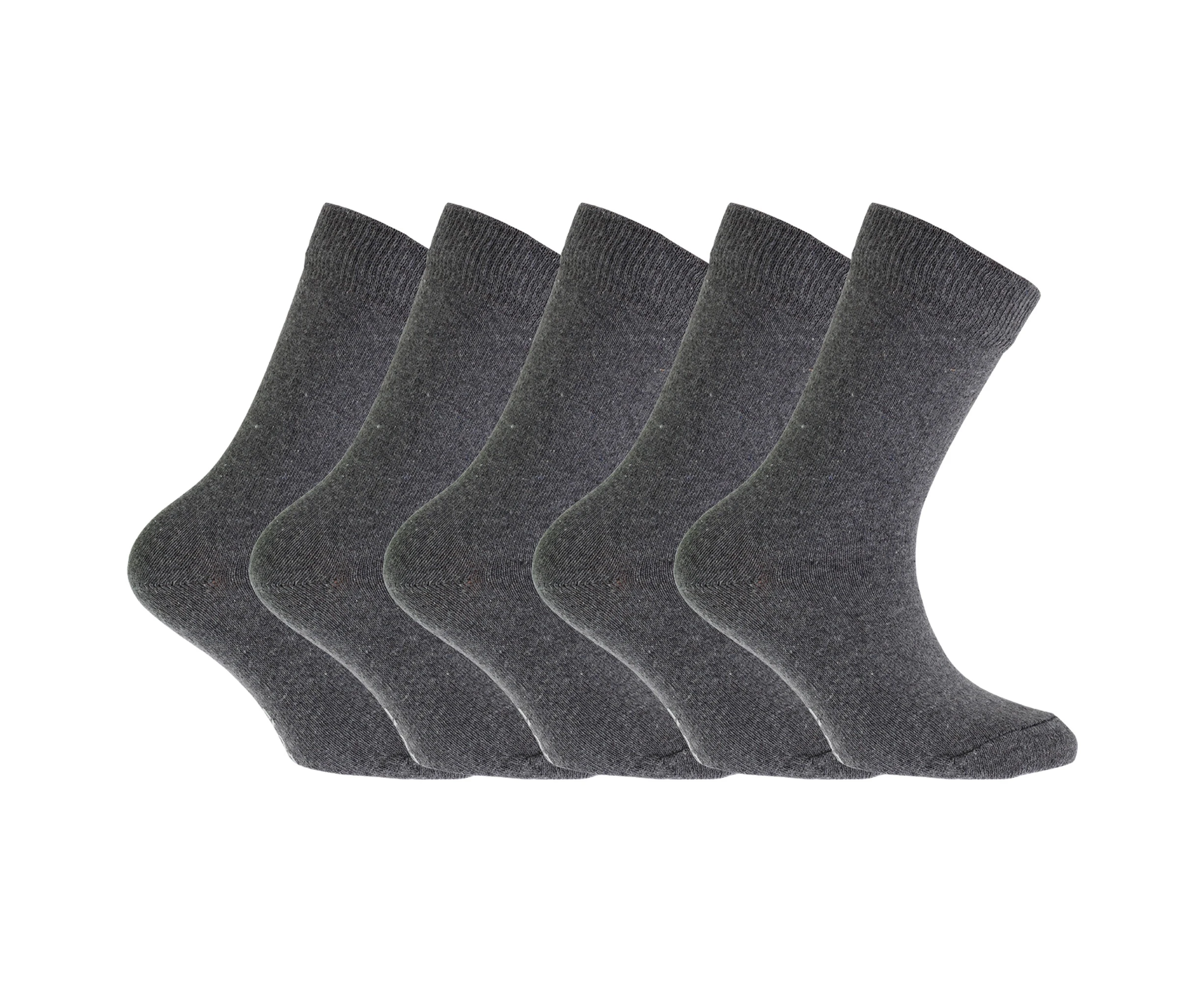 FLOSO Childrens/Kids Plain School Socks (Pack Of 5) (Grey) - K339