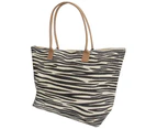 Floso Womens/Ladies Animal Print Woven Summer Handbag (Zebra) - BAG222