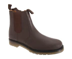 Grafters Mens Plain Leather Chelsea Boots (Dark Brown) - DF577
