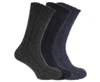 Mens Wool Blend Boot Socks (Pack Of 3) (Navy/Grey/Blue) - MB158