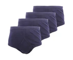 FLOSO Mens 100% Cotton Interlock Y-Front Underwear (Pack Of 4) (Navy) - MU162