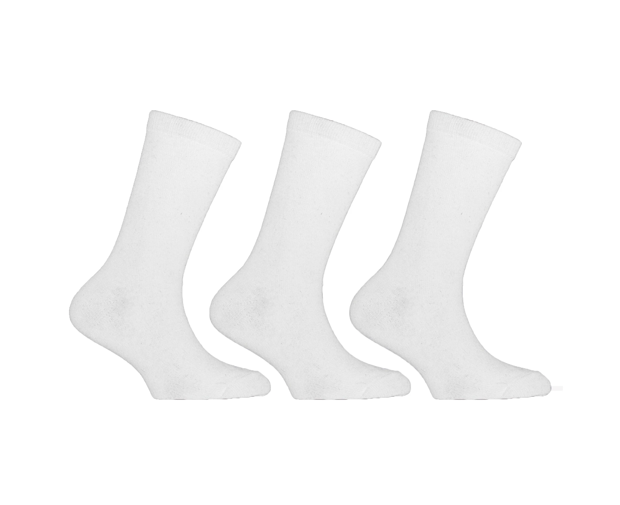 Childrens/Kids Plain Cotton Rich School Socks (Pack Of 3) (White) - K155