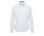 Alexandra Womens Roll Sleeve Hospitality Work Long Sleeve Shirt (White/ Peacock) - RW5349