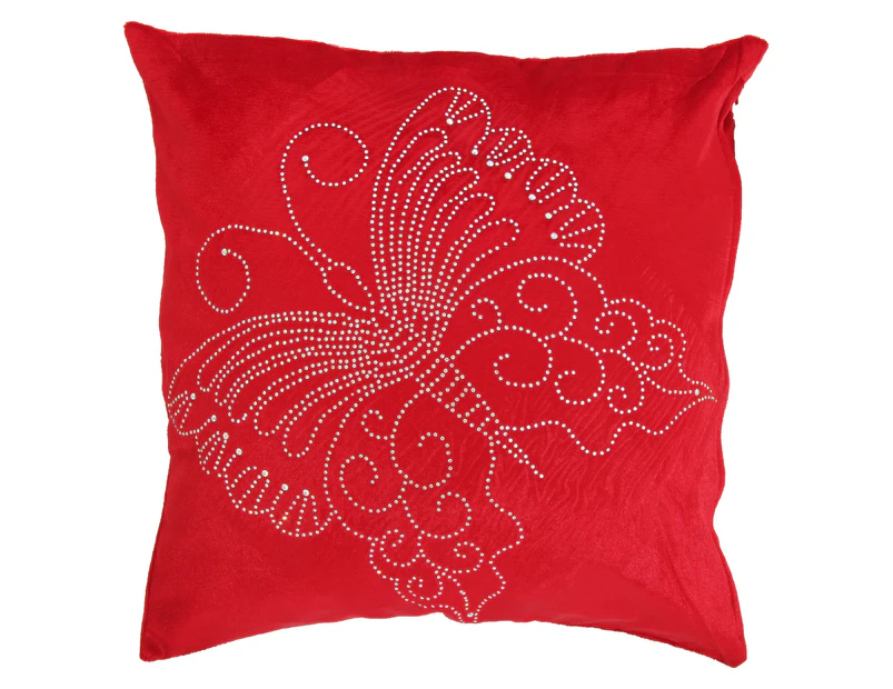 Panache Butterfly Sparkle Design Cushion Cover (Cushion Pad Not Included) (Red) - MS484