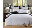 White Cotton Sateen Striped Duvet Cover Set