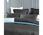 Charcoal Vintage Wash Linen Quilt Duvet Doona Cover Set