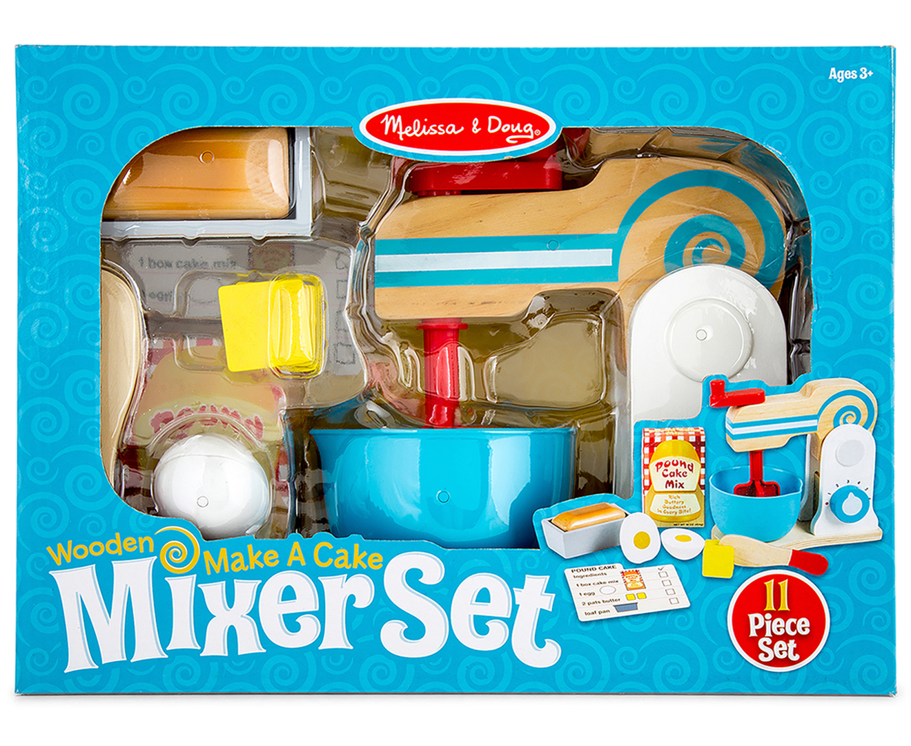 Melissa & Doug Toy, Mixer Set, Wooden, Make-A-Cake, 11 Pieces