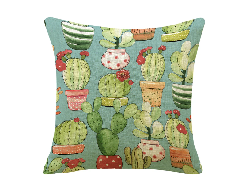 The Cactus on Green Plants Pillow Cover
