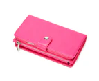 Hot Pink For Apple iPhone X New Double Mobile Phones Zip Purse Wallet Leather Case Cover