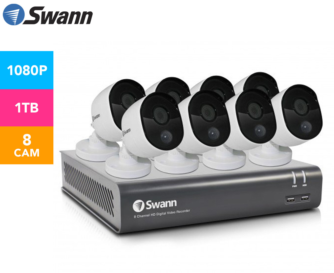 Swann Dvr8 4575 1tb Home Security System W 8 X Pro 1080msb Security Cameras Nz