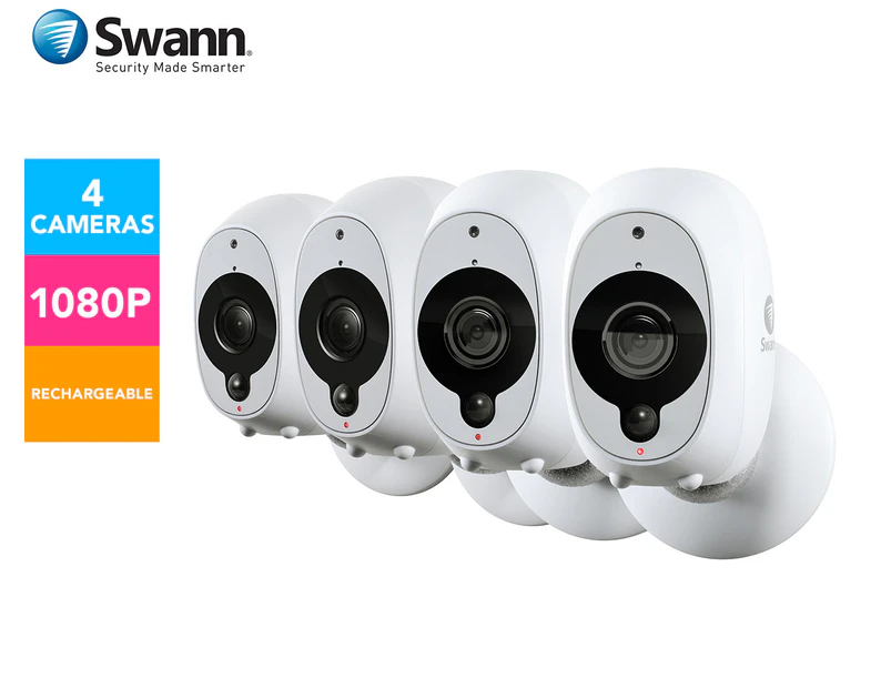 Swann Smart Home Security 1080p Full HD Wireless Cameras 4-Pack