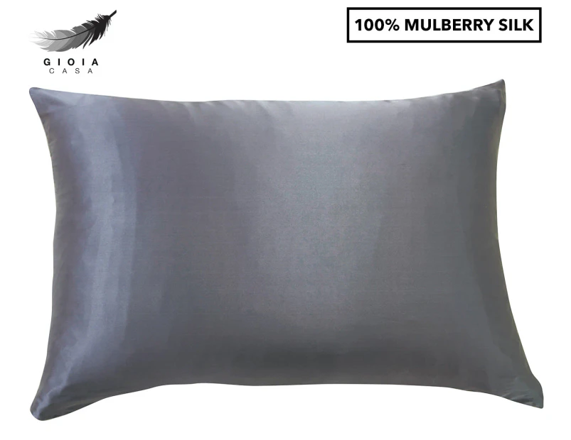 Gioia Casa Two-Sided 100% Mulberry Silk Pillowcase - Charcoal