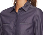 KingGee Women's Chambray Long Sleeve Shirt - Navy