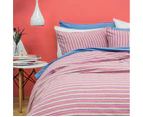 Bambury BedT 100% Cotton Jersey Quilt Cover Set | Double| Dahlia Stripe Pink