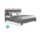 Artiss Bed Frame Queen Size Base Mattress Platform Full Fabric Wooden Grey NEO