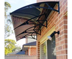 Door Window Triple Module Awning Solid Polycarbonate Dark Canopy with Black Aluminium Frame