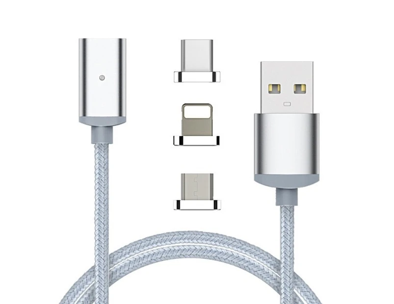 Pack of 2 BOOC USB Braided Magnetic Cable with 3 connectors (Micro USB, Type-C & Lightning) - Cheaper Deal