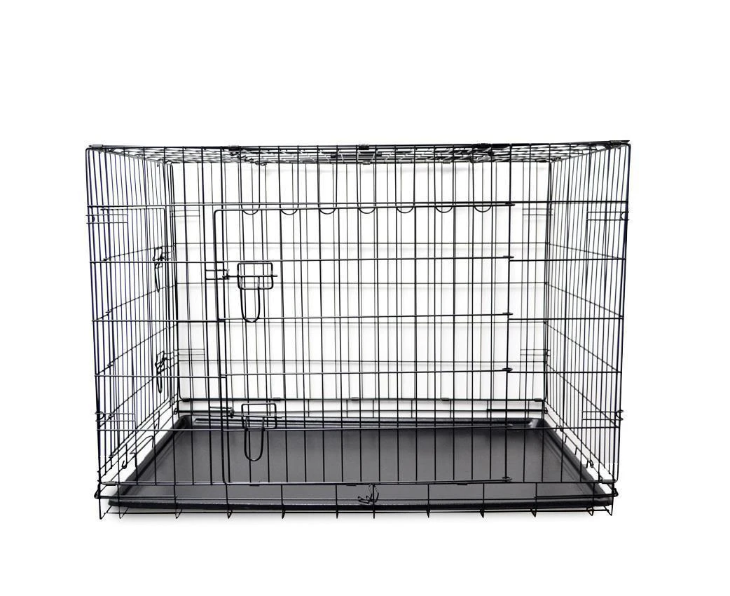 36" Collapsible Metal Pet Dog Puppy Cage Crate with Tray - Black