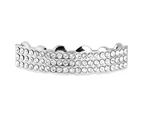 One Size Fits All Bling Grillz - THREE LINE TOP - Silver - Silver