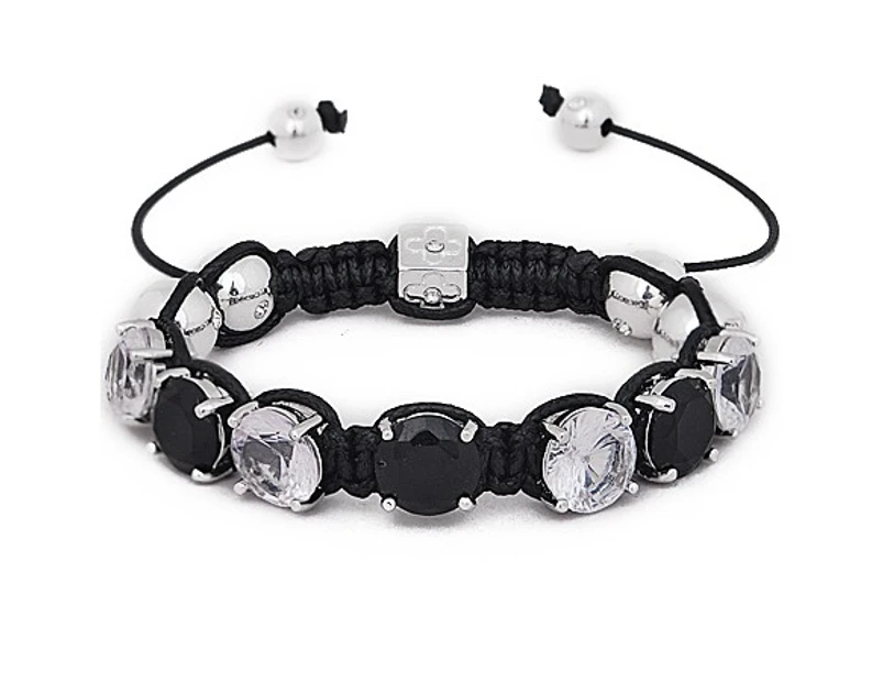 Iced Out Unisex Bracelet - PRONG Beads black / silver - Black